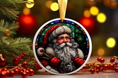 Stained Glass Christmas Round Ornament Sublimation Product Image 2