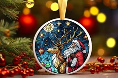 Stained Glass Christmas Round Ornament Sublimation Product Image 1