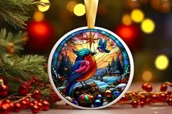 Stained Glass Christmas Round Ornament Sublimation Product Image 2