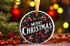 Stained Glass Christmas Round Ornament Sublimation Product Image 2
