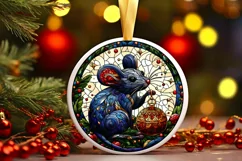 Stained Glass Christmas Round Ornament Sublimation Product Image 2