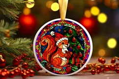 Stained Glass Christmas Round Ornament Sublimation Product Image 2