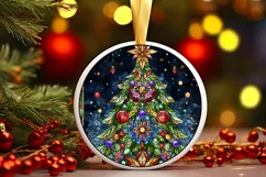 Stained Glass Christmas Round Ornament Sublimation Product Image 2