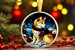 Stained Glass Christmas Round Ornament Sublimation Product Image 2