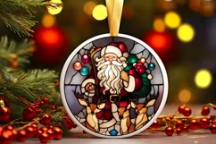 Stained Glass Christmas Round Ornament Sublimation Product Image 2