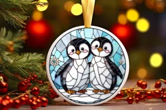 Stained Glass Christmas Round Ornament Sublimation Product Image 2