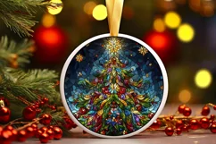 Stained Glass Christmas Round Ornament Sublimation Product Image 2