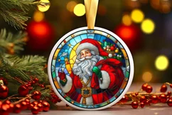 Stained Glass Christmas Round Ornament Sublimation Product Image 2