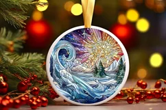 Stained Glass Christmas Round Ornament Sublimation Product Image 2