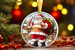 Stained Glass Christmas Round Ornament Sublimation Product Image 2