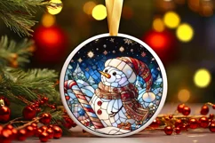 Stained Glass Christmas Round Ornament Sublimation Product Image 2