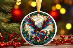Stained Glass Christmas Round Ornament Sublimation Product Image 2