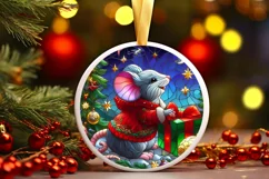 Stained Glass Christmas Round Ornament Sublimation Product Image 2