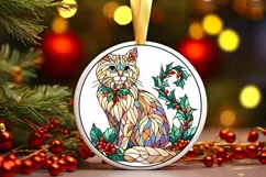 Stained Glass Christmas Round Ornament Sublimation Product Image 2