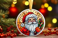 Stained Glass Christmas Round Ornament Sublimation Product Image 2