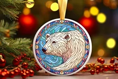 Stained Glass Christmas Round Ornament Sublimation Product Image 1