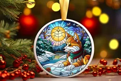 Stained Glass Christmas Round Ornament Sublimation Product Image 2