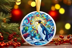 Stained Glass Christmas Round Ornament Sublimation Product Image 2
