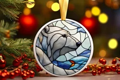 Stained Glass Christmas Round Ornament Sublimation Product Image 2