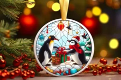 Stained Glass Christmas Round Ornament Sublimation Product Image 2