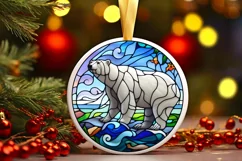 Stained Glass Christmas Round Ornament Sublimation Product Image 2