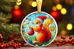 Stained Glass Christmas Round Ornament Sublimation Product Image 2