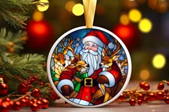 Stained Glass Christmas Round Ornament Sublimation Product Image 2
