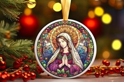 Stained Glass Christmas Round Ornament Sublimation Product Image 2