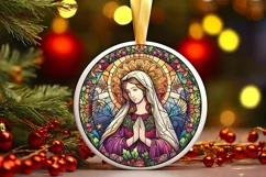 Stained Glass Christmas Round Ornament Sublimation Product Image 2