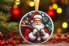 Stained Glass Christmas Round Ornament Sublimation Product Image 2