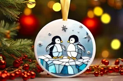 Stained Glass Christmas Round Ornament Sublimation Product Image 1