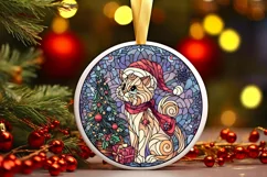 Stained Glass Christmas Round Ornament Sublimation Product Image 2