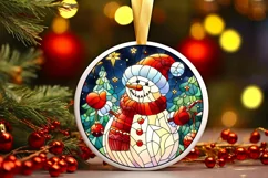 Stained Glass Christmas Round Ornament Sublimation Product Image 2