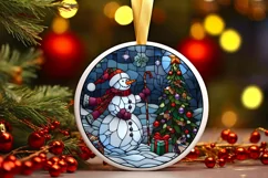Stained Glass Christmas Round Ornament Sublimation Product Image 2