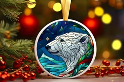 Stained Glass Christmas Round Ornament Sublimation Product Image 2