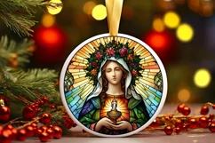 Stained Glass Christmas Round Ornament Sublimation Product Image 2