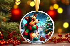 Stained Glass Christmas Round Ornament Sublimation Product Image 2