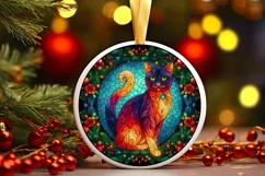Stained Glass Christmas Round Ornament Sublimation Product Image 2