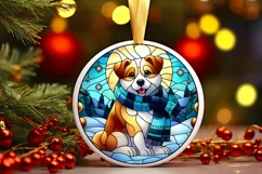 Stained Glass Christmas Round Ornament Sublimation Product Image 2