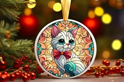 Stained Glass Christmas Round Ornament Sublimation Product Image 1