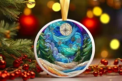 Stained Glass Christmas Round Ornament Sublimation Product Image 1