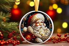 Stained Glass Christmas Round Ornament Sublimation Product Image 1