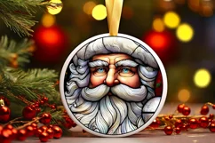 Stained Glass Christmas Round Ornament Sublimation Product Image 1