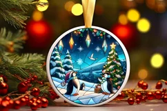 Stained Glass Christmas Round Ornament Sublimation Product Image 2