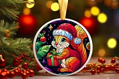 Stained Glass Christmas Round Ornament Sublimation Product Image 1