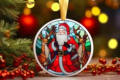 Stained Glass Christmas Round Ornament Sublimation Product Image 2