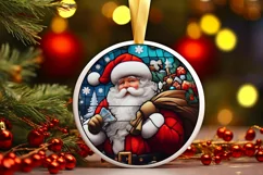 Stained Glass Christmas Round Ornament Sublimation Product Image 1