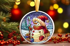Stained Glass Christmas Round Ornament Sublimation Product Image 2
