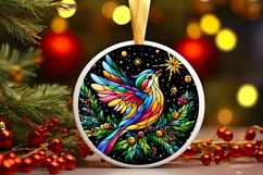 Stained Glass Christmas Round Ornament Sublimation Product Image 2