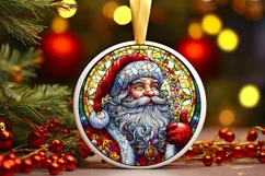 Stained Glass Christmas Round Ornament Sublimation Product Image 2